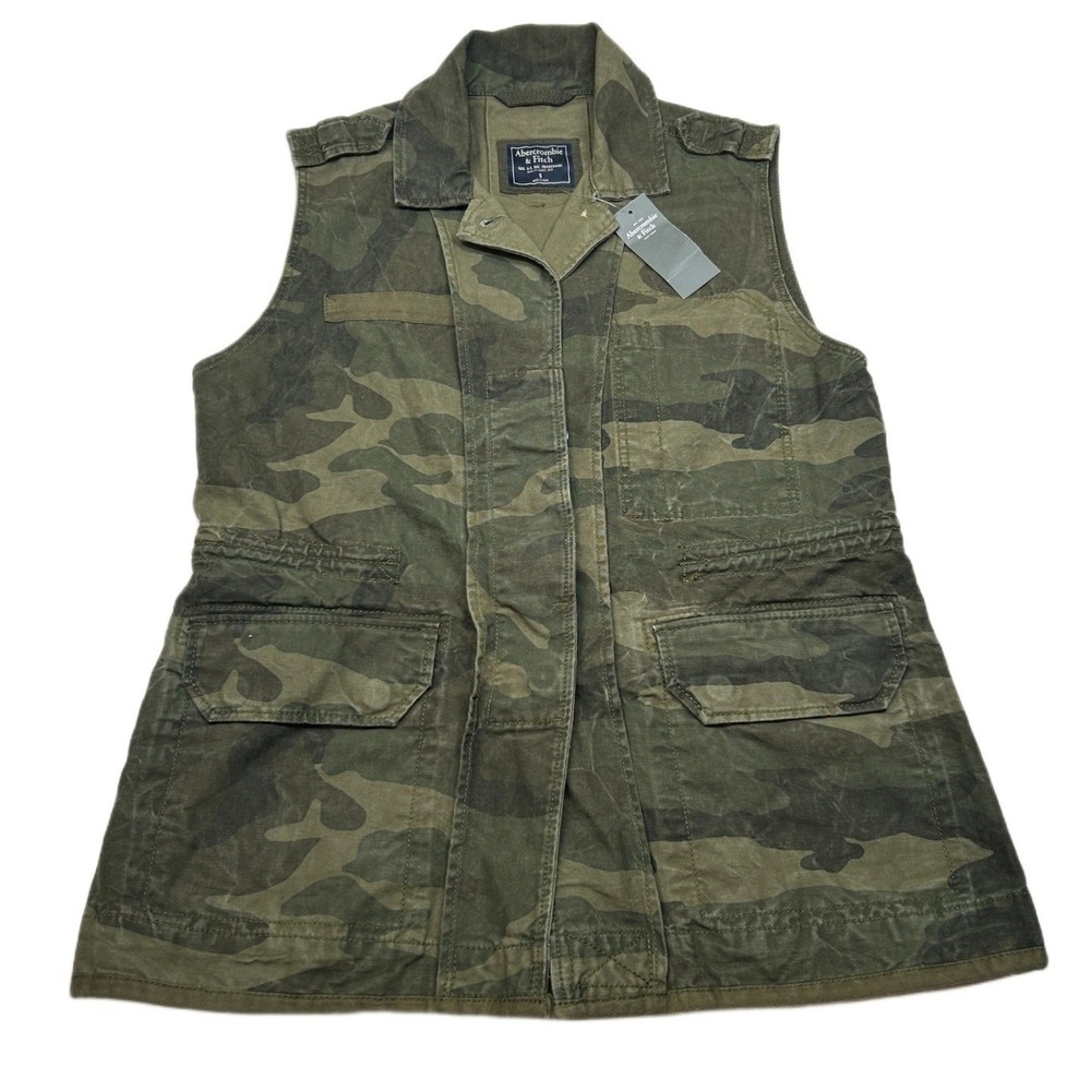 Abercrombie & Fitch Camouflage Utility Vest Womens Small Military Style‎ $88 NEW